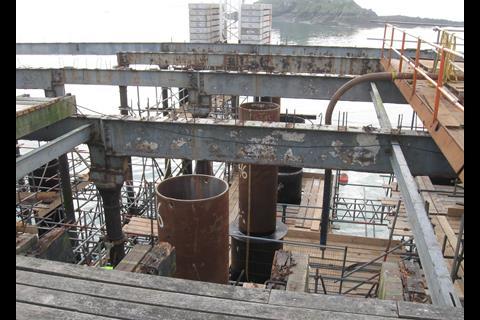 1,200mm diameter piles are installed within the existing pierhead